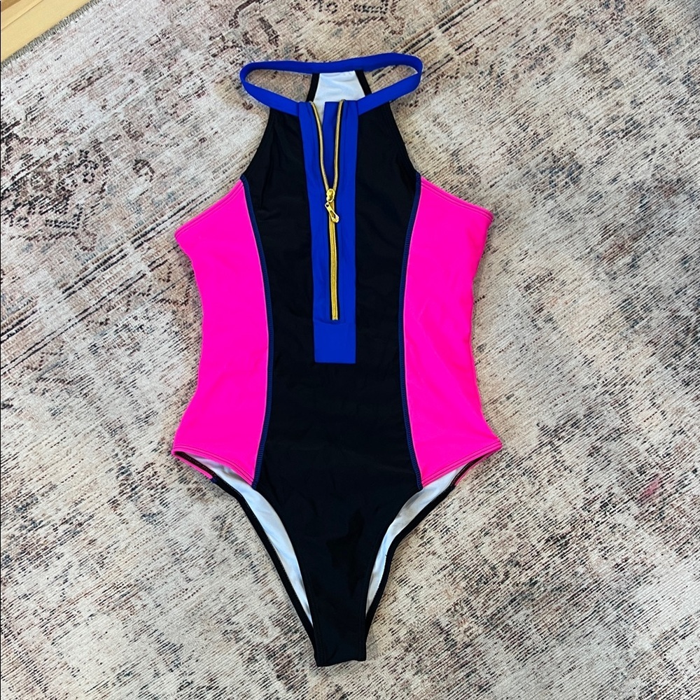 Stylish Black and Pink Swimsuit